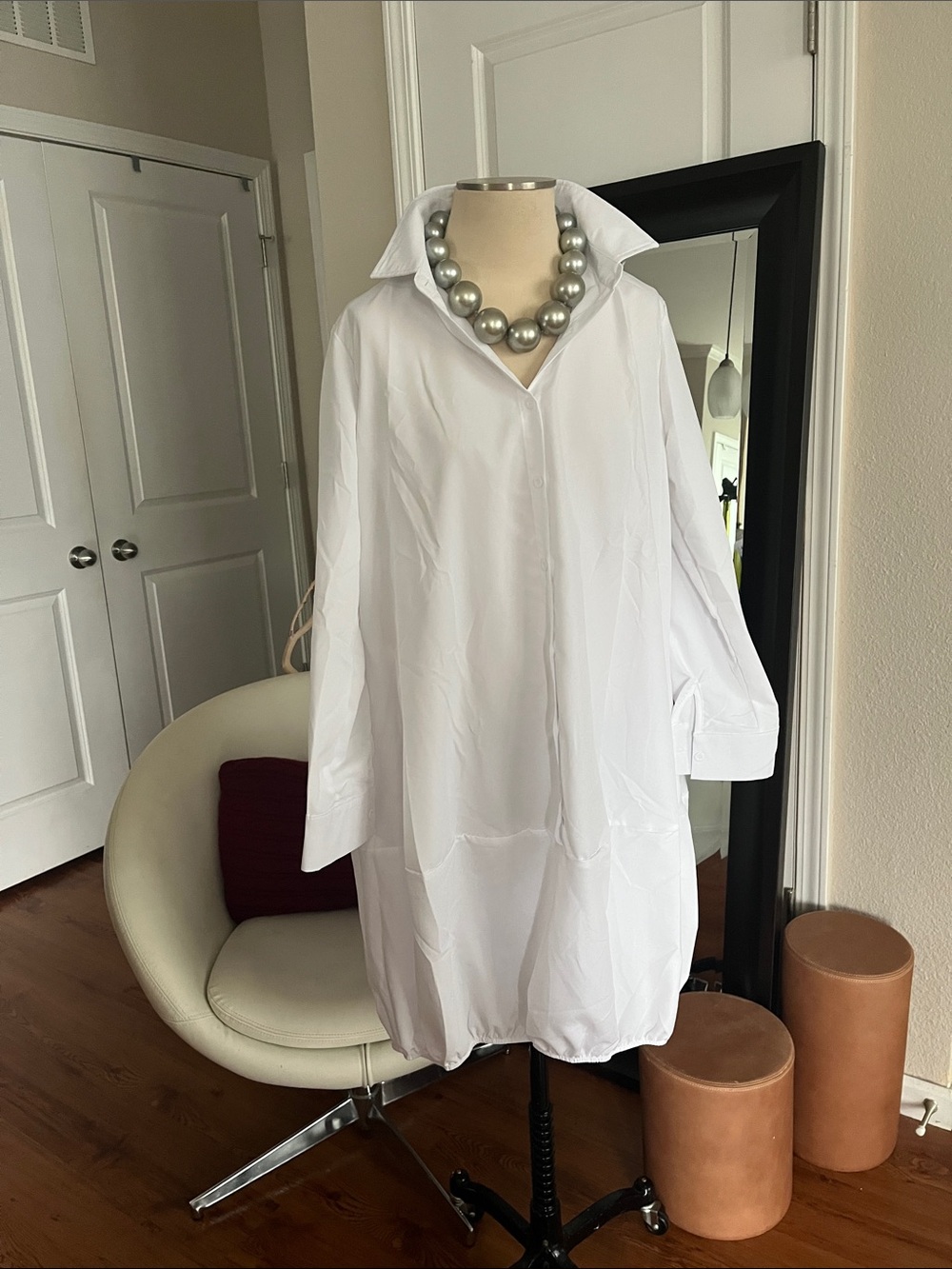 Women's White Oversized Shirt Dress - Modern Minimal